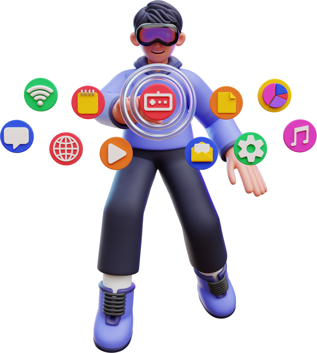Man Select Virtual Icons 3D Illustration